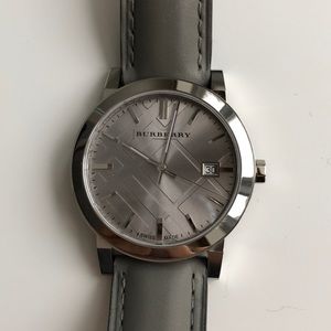Gray leather Burberry watch